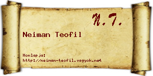 Neiman Teofil névjegykártya